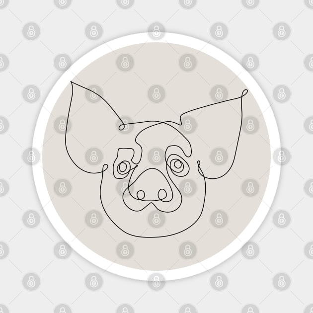 One Line Pig Magnet by huebucket